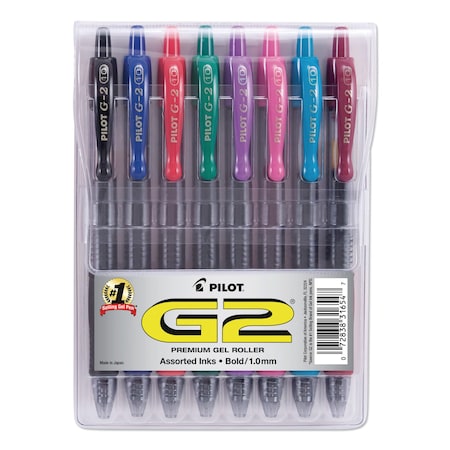 Pilot G2 Premium Gel Pen Convenience Pack, Retractable, Bold 1 mm, Assorted Ink and Barrel Colors, PK8 31654